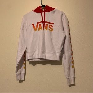 White Cropped Hoodie with side details by Vans